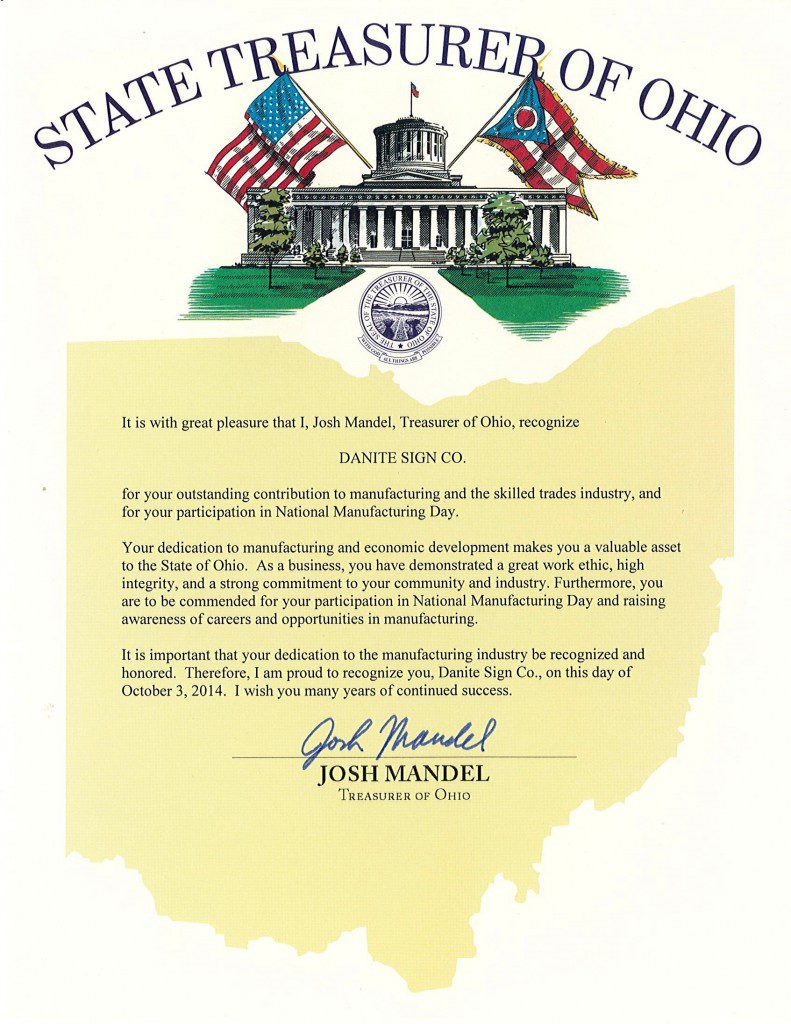 JOSH MANDEL CERTIFICATE